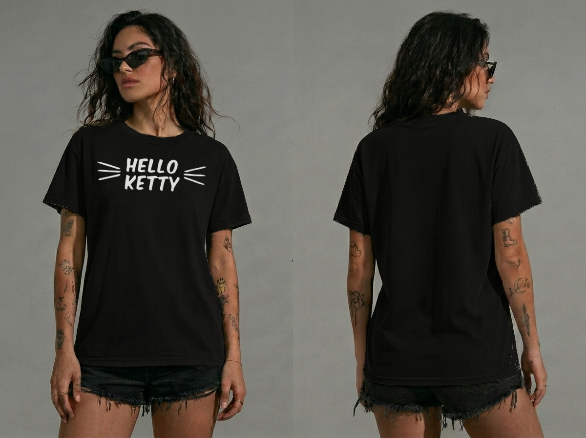 Hello Ketty Unisex Black T-shirt