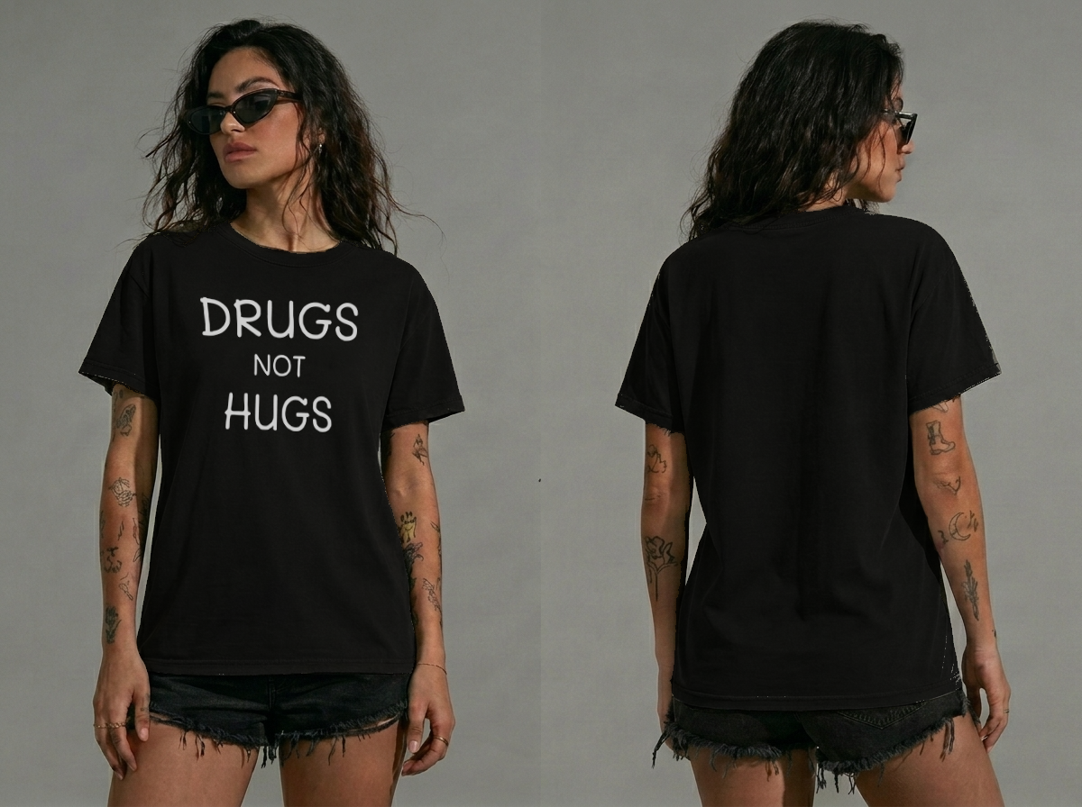 Not Hugs Unisex Black T-shirt