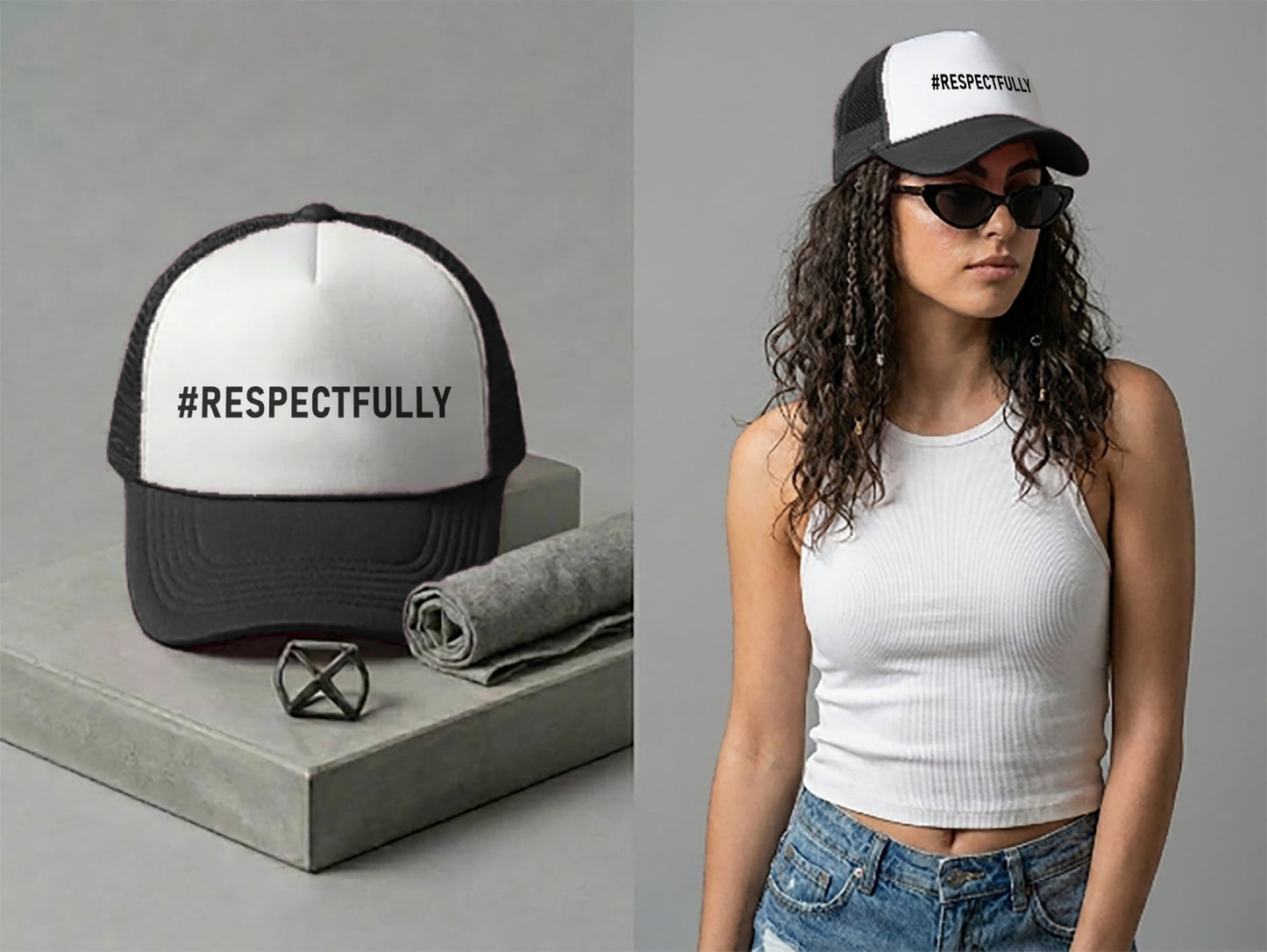Respectfully Hashtag Mesh-back Trucker Hat