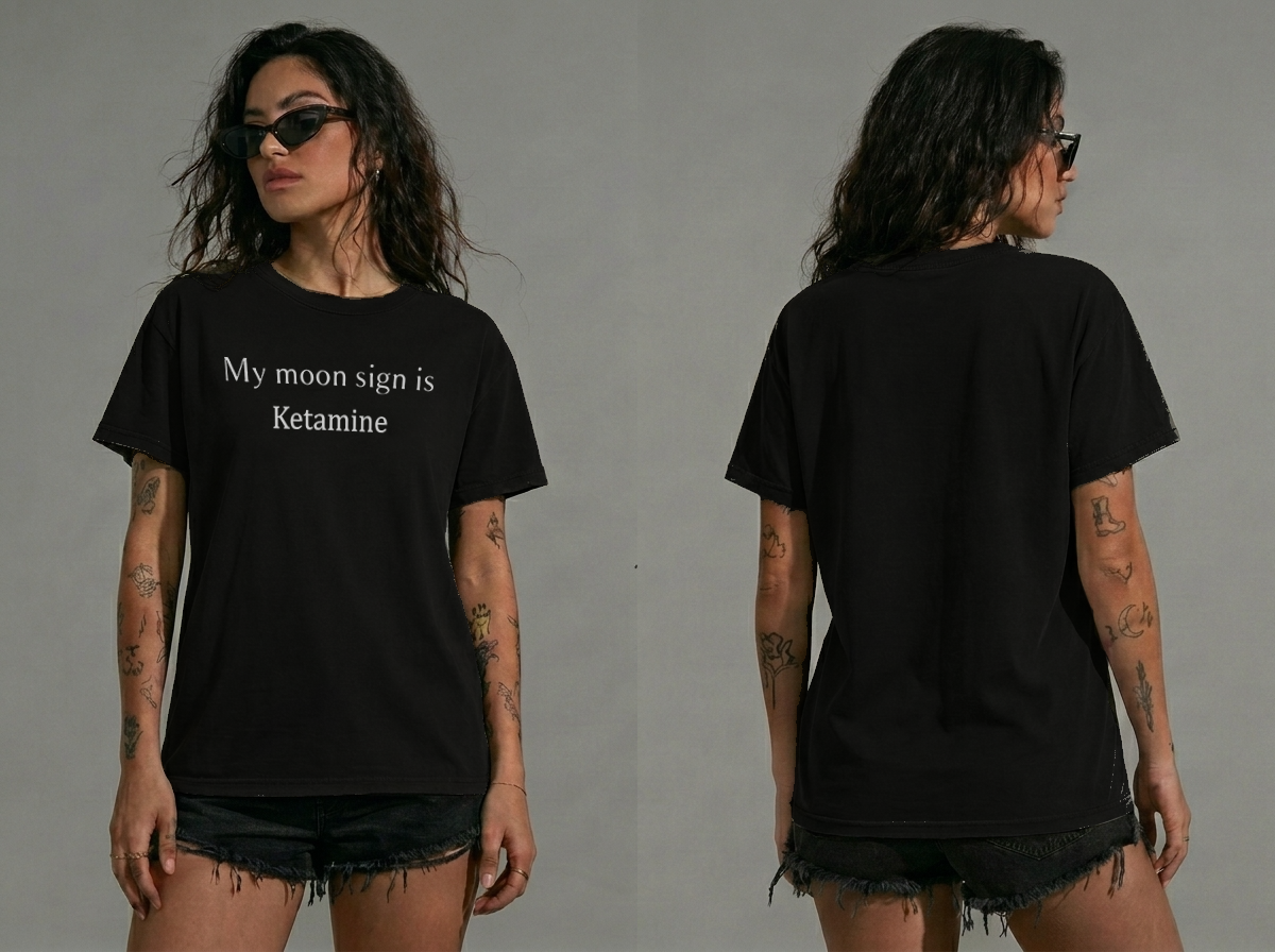 My Moon Sign Ketamine Unisex Black T-shirt